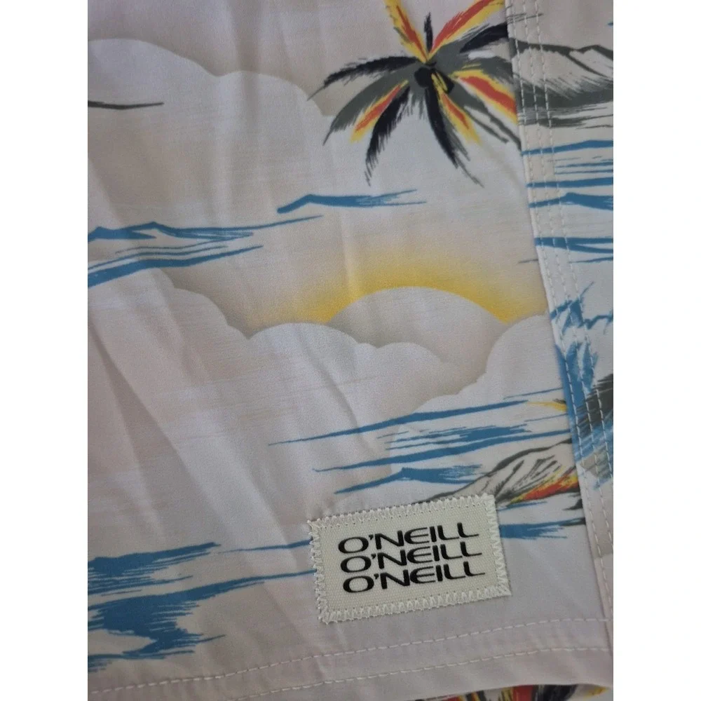 Oneill SwimTrunks Mens 32 Palm Tree AOP Cruzers Above the Knee 19 Boardshort NEW